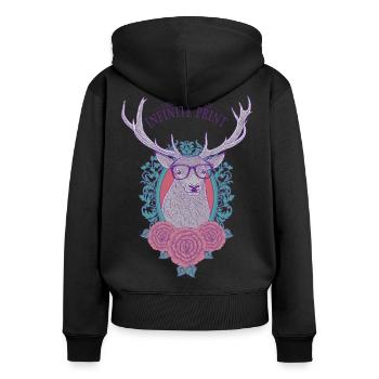 Hipster Deer - Women's Premium Organic Zip Hoodie - black - Back - Julia (174cm)