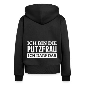 Putzfrau Spruch Reinigungskraft Putzfrau Geschenk - Frauen Premium Bio Zip Hoodie - Schwarz - Hinten - Julia (174cm)