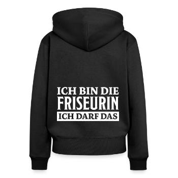 Friseurin Spruch Friseur Lustig Friseurin Geschenk - Frauen Premium Bio Zip Hoodie - Schwarz - Hinten - Julia (174cm)
