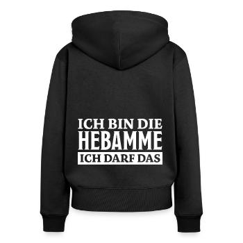 Hebamme Spruch Beruf Lustiges Hebammen Geschenk - Frauen Premium Bio Zip Hoodie - Schwarz - Hinten - Julia (174cm)