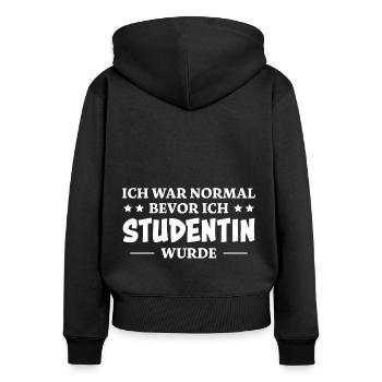 Studentin Spruch Universität Studentin Geschenk - Frauen Premium Bio Zip Hoodie - Schwarz - Hinten - Julia (174cm)