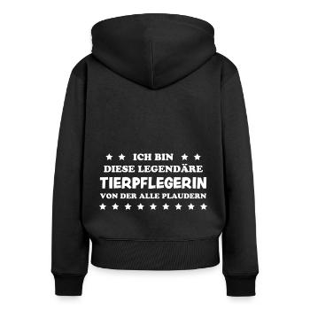 Tierpflegerin Lustig Spruch Tierpflegerin Geschenk - Frauen Premium Bio Zip Hoodie - Schwarz - Hinten - Julia (174cm)