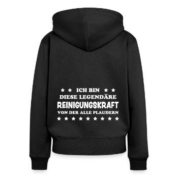 Reinigungskraft Spruch Haushalt Putzfrau Geschenk - Frauen Premium Bio Zip Hoodie - Schwarz - Hinten - Julia (174cm)