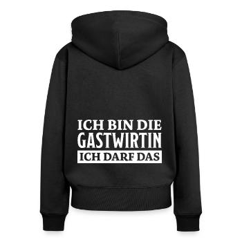 Gastwirtin Spruch Kneipe Wirtin Gastwirt Geschenk - Frauen Premium Bio Zip Hoodie - Schwarz - Hinten - Julia (174cm)