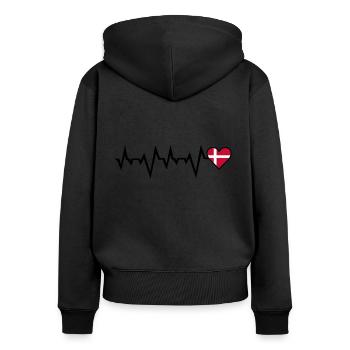 Battement de coeur entendu Danmark Danemark Battement de coeur amour - Sweat à capuche zippé Premium bio Femme - noir - Dos - Julia (174cm)