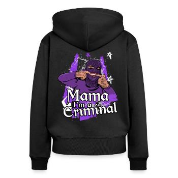 Mama i’m a Criminal - Sweat à capuche zippé Premium bio Femme - noir - Dos - Julia (174cm)