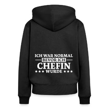 Chefin Spruch Familie Beruf Lustig Chefin Geschenk - Frauen Premium Bio Zip Hoodie - Schwarz - Hinten - Julia (174cm)