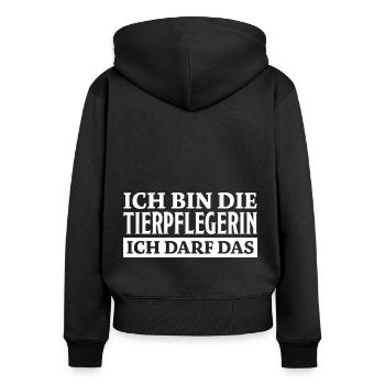 Tierpflegerin Spruch Lustig Tierpflegerin Geschenk - Frauen Premium Bio Zip Hoodie - Schwarz - Hinten - Julia (174cm)