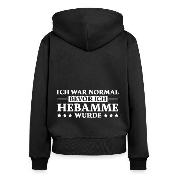 Hebamme Spruch Beruf Lustiges Hebammen Geschenk - Frauen Premium Bio Zip Hoodie - Schwarz - Hinten - Julia (174cm)