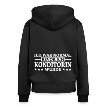 Konditorin Spruch Backen Witz Konditorin Geschenk - Frauen Premium Bio Zip Hoodie - Schwarz - Hinten - Julia (174cm)