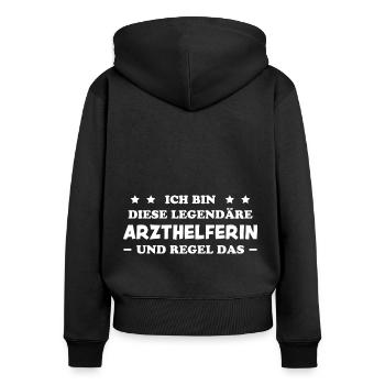 Arzthelferin Lustiger Spruch Arzthelferin Geschenk - Frauen Premium Bio Zip Hoodie - Schwarz - Hinten - Julia (174cm)