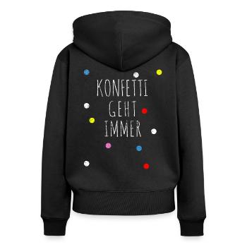 confettis - Sweat à capuche zippé Premium bio Femme - noir - Dos - Julia (174cm)