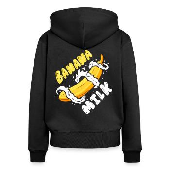 Ich liebe Bananenmilch Shake Milch und Banane - Frauen Premium Bio Zip Hoodie - Schwarz - Hinten - Julia (174cm)