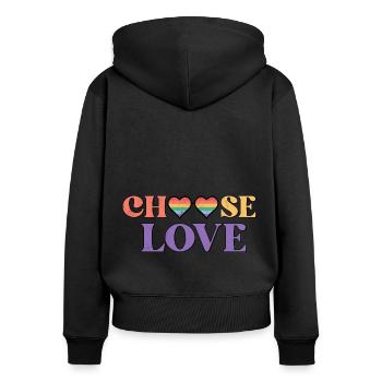 Gay Lesbian Rainbow T-Shirt Gift Idea - Women's Premium Organic Zip Hoodie - black - Back - Julia (174cm)