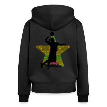 Cadeau d'entraînement sportif pour ballon de volley-ball féminin - Sweat à capuche zippé Premium bio Femme - noir - Dos - Julia (174cm)