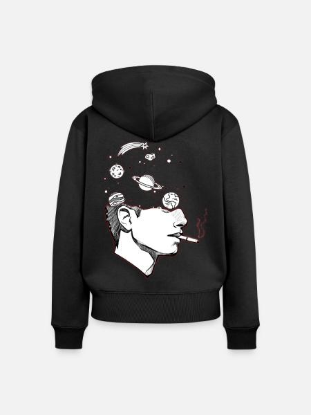 Space in a Man - Frauen Premium Bio Zip Hoodie - Schwarz