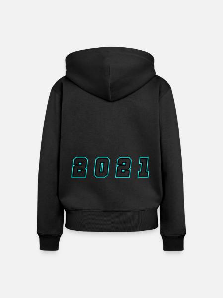 2021 Jahr Zahl - Frauen Premium Bio Zip Hoodie - Schwarz
