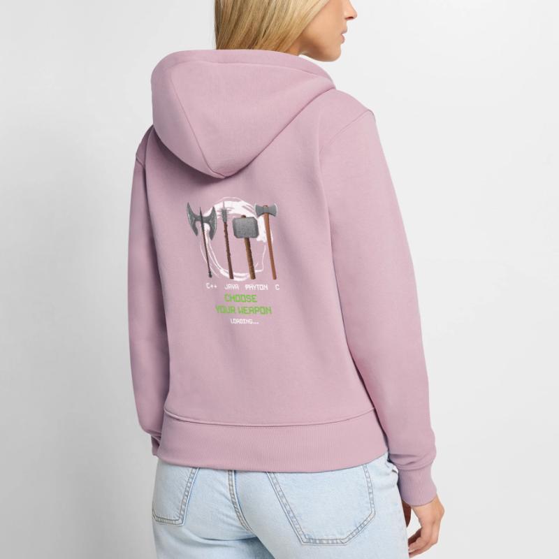 Funny Coder Programmer Entwickler Geeks Waffe Frauen Premium Bio Zip Hoodie