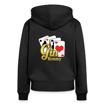 Gin Rummy Cards TwoPlayer Card Game French Cards - Women's Premium Organic Zip Hoodie - black - Back - Julia (174cm)
