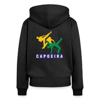 Capoeira Afro Brésilien Mix Arts Martiaux Danse - Sweat à capuche zippé Premium bio Femme - noir - Dos - Julia (174cm)