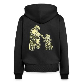 Papa Papa Motorrad Vatertag Motocross Geschenk - Frauen Premium Bio Zip Hoodie - Schwarz - Hinten - Julia (174cm)