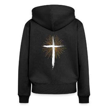 Gott Prediger Jesus Christ Glaube Christentum - Frauen Premium Bio Zip Hoodie - Schwarz - Hinten - Julia (174cm)