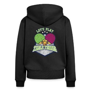 Lass uns Tischtennis Pingpong Rally Racket spielen - Frauen Premium Bio Zip Hoodie - Schwarz - Hinten - Julia (174cm)