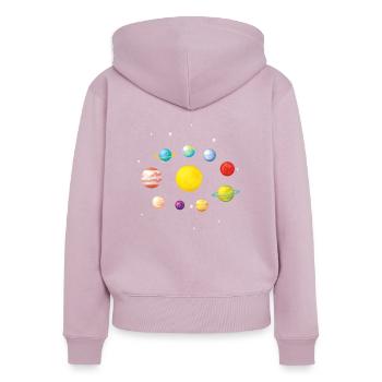 planètes J'aime ma planète Space Galaxy - Sweat à capuche zippé Premium bio Femme - rose poudré - Dos - Julia (174cm)
