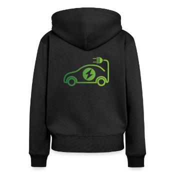 Elektroauto Antrieb Fahrzeug Automobil Ecar Charge - Frauen Premium Bio Zip Hoodie - Schwarz - Hinten - Julia (174cm)