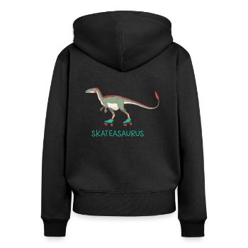 Skateasaurus Dino Patin à roues alignées - Sweat à capuche zippé Premium bio Femme - noir - Dos - Julia (174cm)