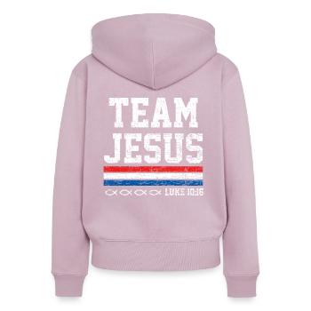 Team Jesus Christ God Religion Prayer Faith Gift - Women's Premium Organic Zip Hoodie - dusky pink - Back - Julia (174cm)