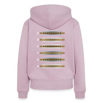 Harmonica Instrument Musique Sound Blues Bass Cadeau - Sweat à capuche zippé Premium bio Femme - rose poudré - Dos - Julia (174cm)