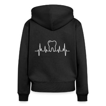 Zahnarzt Herzschlag Zähne Zahn Arzt Detistry Geschenk - Frauen Premium Bio Zip Hoodie - Schwarz - Hinten - Julia (174cm)
