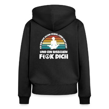 Ich Bin Größtenteils Frieden Liebe Und Licht - Frauen Premium Bio Zip Hoodie - Schwarz - Hinten - Julia (174cm)