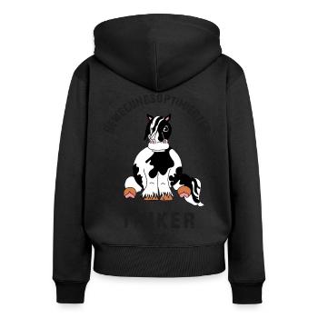 Bewegungsoptimierter Tinker - Frauen Premium Bio Zip Hoodie - Schwarz - Hinten - Julia (174cm)