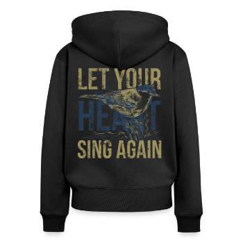 spring - Women's Premium Organic Zip Hoodie - black - Back - Julia (174cm)