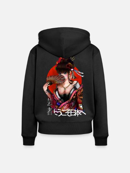 Geisha - Frauen Premium Bio Zip Hoodie - Schwarz