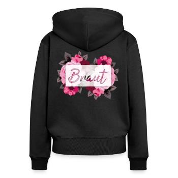 Braut - Frauen Premium Bio Zip Hoodie - Schwarz - Hinten - Julia (174cm)