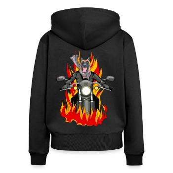 Rechtes Malinoisfeuer - Frauen Premium Bio Zip Hoodie - Schwarz - Hinten - Julia (174cm)