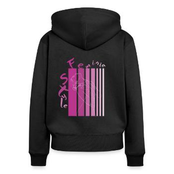 Feminin Style - Frauen Premium Bio Zip Hoodie - Schwarz - Hinten - Julia (174cm)