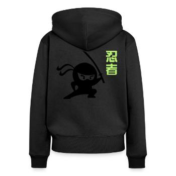 Ninja Samurai japanese cartoon - Frauen Premium Bio Zip Hoodie - Schwarz - Hinten - Julia (174cm)