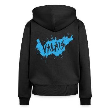 VALAIS GRUNGY BLUE - Women's Premium Organic Zip Hoodie - black - Back - Julia (174cm)