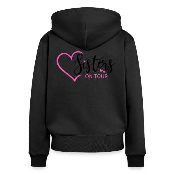 Schwester Schwestern Geschwister Sisters on tour - Frauen Premium Bio Zip Hoodie - Schwarz - Hinten - Julia (174cm)