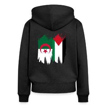 algérie & Palestine - Sweat à capuche zippé Premium bio Femme - noir - Dos - Julia (174cm)
