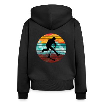 trottinette freestyle - Sweat à capuche zippé Premium bio Femme - noir - Dos - Julia (174cm)