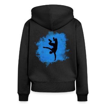 Hip Hop - Sweat à capuche zippé Premium bio Femme - noir - Dos - Julia (174cm)