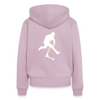 trottinette freestyle - Sweat à capuche zippé Premium bio Femme - rose poudré - Dos - Julia (174cm)