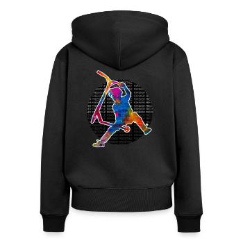 trottinette freestyle - Sweat à capuche zippé Premium bio Femme - noir - Dos - Julia (174cm)