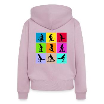 trottinette freestyle - Sweat à capuche zippé Premium bio Femme - rose poudré - Dos - Julia (174cm)