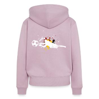 Gardien de but - Sweat à capuche zippé Premium bio Femme - rose poudré - Dos - Julia (174cm)